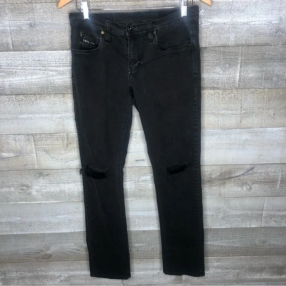 Empyre Jeans Empyre Black Womens Distressed Ripped Knee Skinny